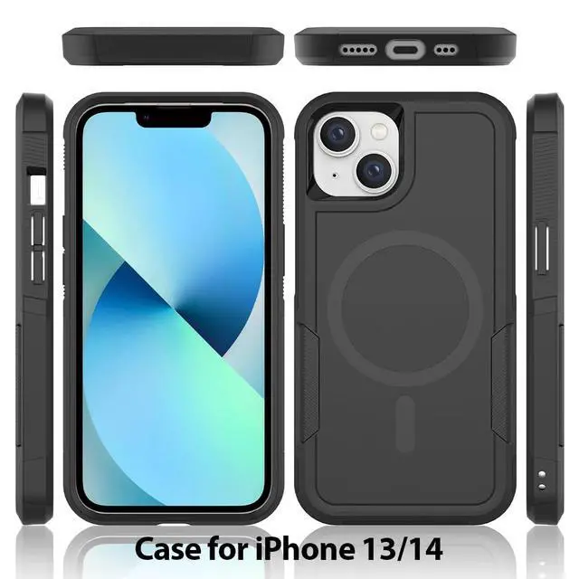 Alt view image 3 of 7 - Magnetic for iPhone 13 Case, iPhone 14 Case Translucent Matte Phone Case iPhone 13/14 with Slim Shockproof Protective Cover for iPhone 13/14 6.1" (Black)