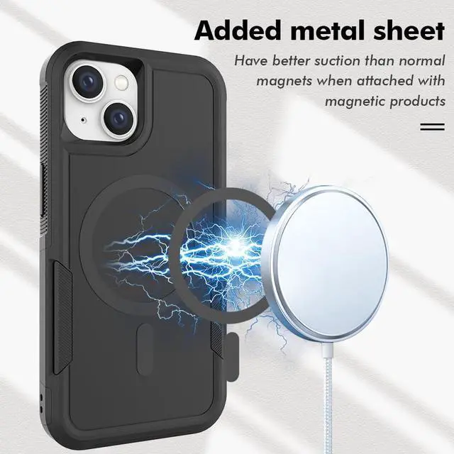 Alt view image 2 of 7 - Magnetic for iPhone 13 Case, iPhone 14 Case Translucent Matte Phone Case iPhone 13/14 with Slim Shockproof Protective Cover for iPhone 13/14 6.1" (Black)