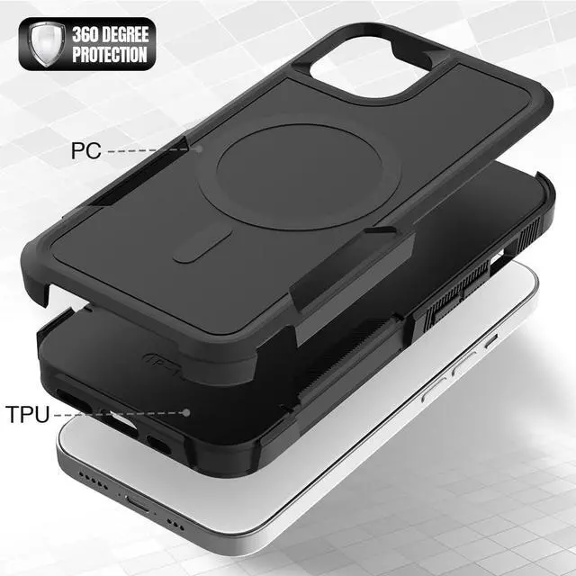 Alt view image 6 of 7 - Magnetic for iPhone 13 Case, iPhone 14 Case Translucent Matte Phone Case iPhone 13/14 with Slim Shockproof Protective Cover for iPhone 13/14 6.1" (Black)