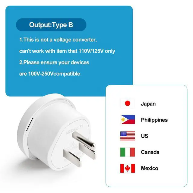 Alt view image 2 of 6 - UK to US Plug Adapter, Type B International Power Adaptor Compatible with Plugs from Europe, India and Other Countries 3-Packs