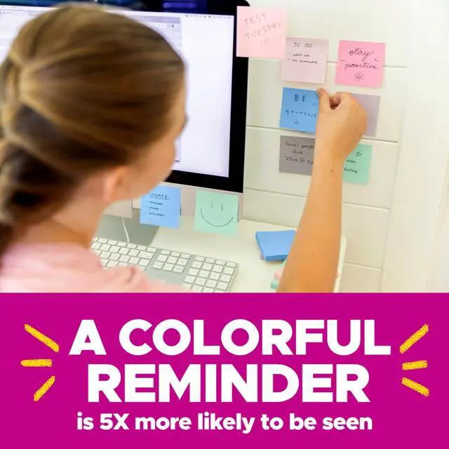 Alt view image 6 of 7 - 100% Recycled Paper Super Sticky Notes, Lined, 4 in. x 6 in., 4 Pads, 45 Sheets per Pad, Wanderlust Pastels, School Supplies and Office Products