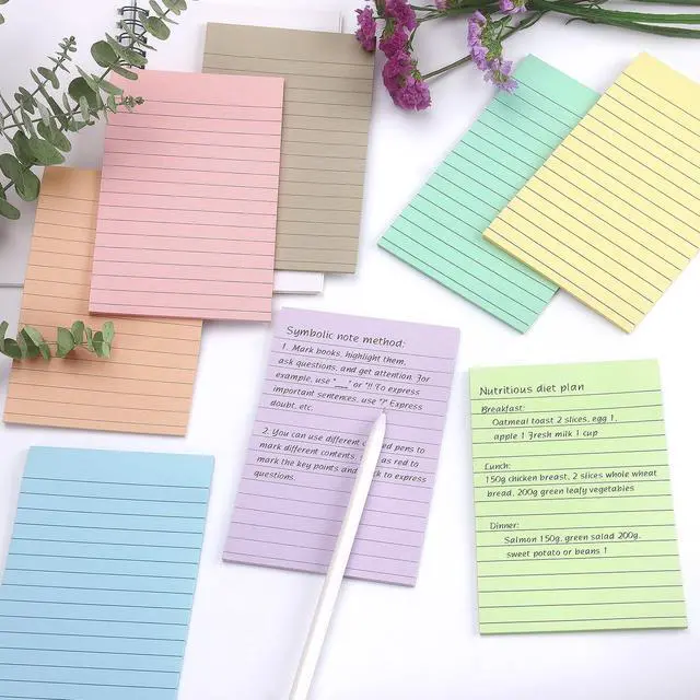 Alt view image 7 of 7 - Lined Sticky Notes, 4x6 in, 8 Pack, Light Colors, Self-Adhesive Notepads