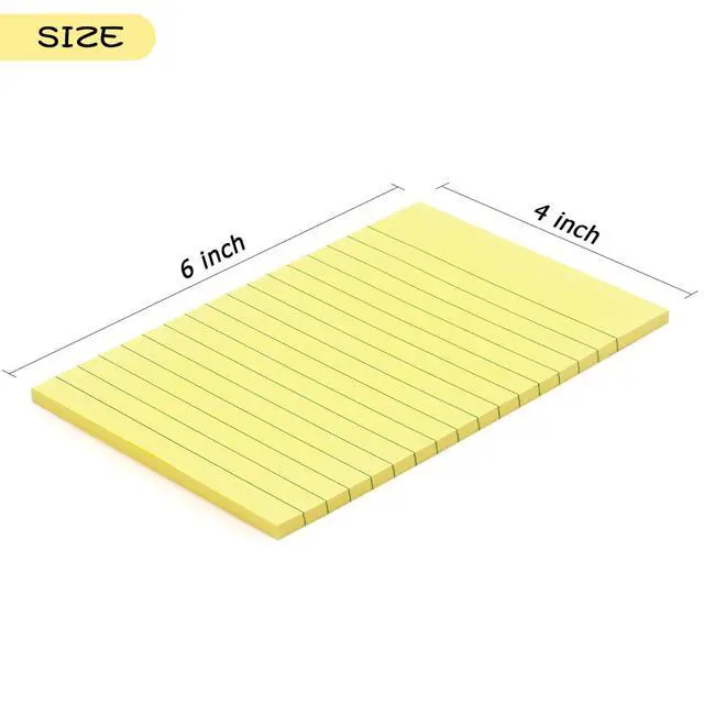 Alt view image 2 of 7 - 6 Pads Lined Sticky Notes with Lines 4x6 Self-Stick Notes Bright Color Sticky Notes, 45 Sheets/Pad (Yellow)