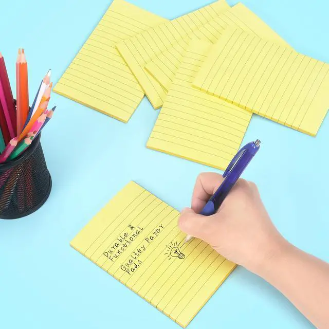Alt view image 6 of 7 - 6 Pads Lined Sticky Notes with Lines 4x6 Self-Stick Notes Bright Color Sticky Notes, 45 Sheets/Pad (Yellow)