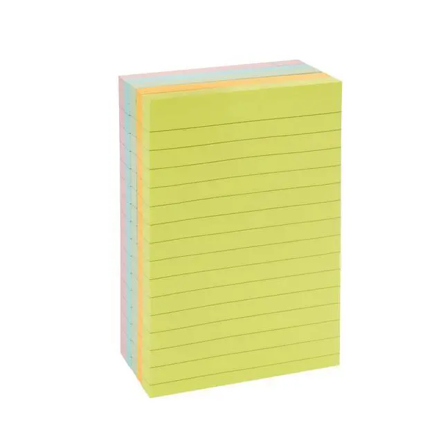 Alt view image 4 of 5 - Lined Sticky Notes, 4x6" Self-Stick Pads with Clean Removal Adhesive for To Do List, Home, Office, Notebook, Assorted Colors, 100 Sheets/Pad, Pack of 5