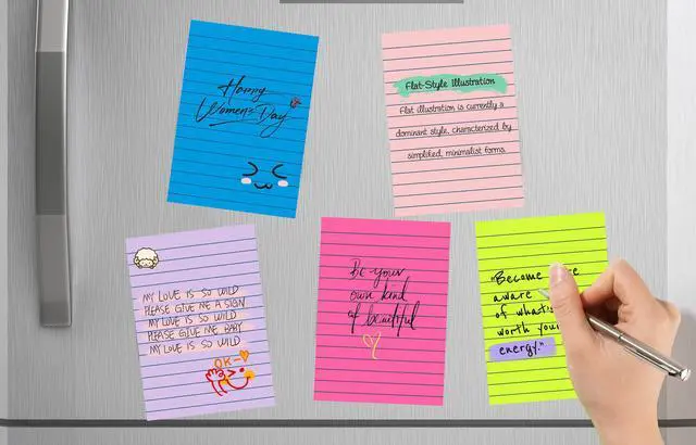 Alt view image 4 of 7 - (18 Pack) Lined Sticky Notes 4x6 in Post, Self-Stick Pads Bright Colors Sticky Note, Recyclable, Easy to Post for Home, Office, School