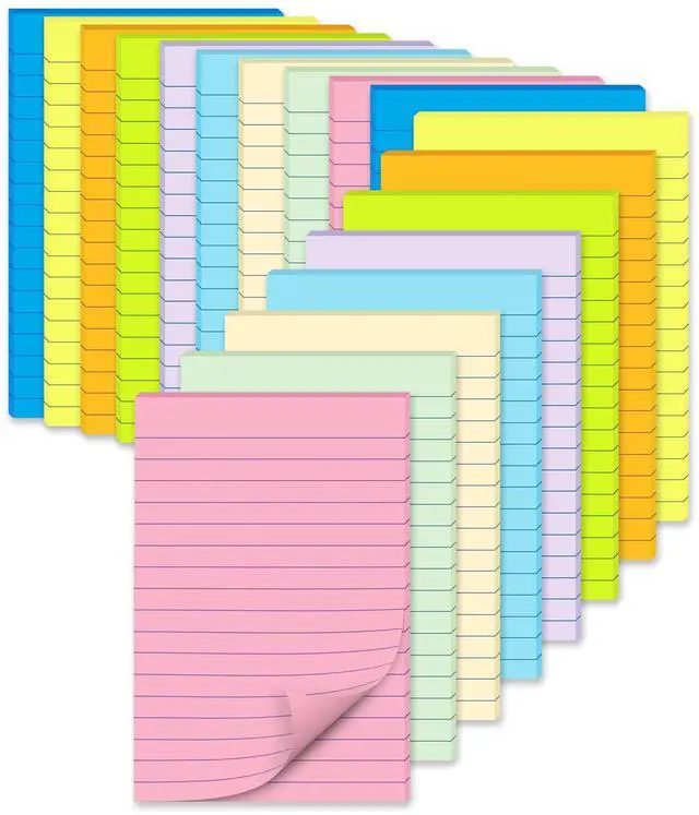 Main image of (18 Pads) Lined Sticky Notes 4x6 in, Self-Stick Pads, Pastel Large Notepads