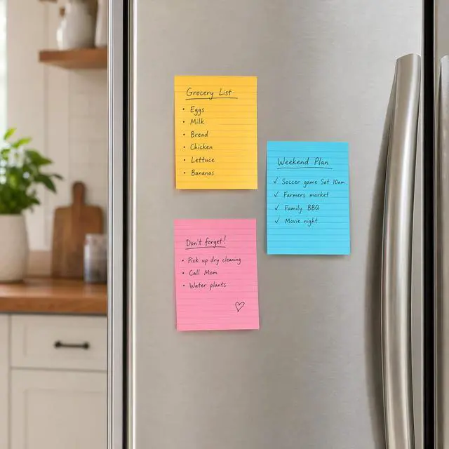 Alt view image 5 of 6 - (18 Pads) Lined Sticky Notes 4x6 in, Self-Stick Pads, Pastel Large Notepads
