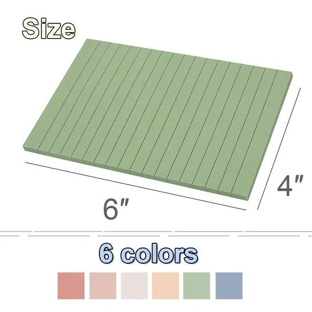 Alt view image 3 of 6 - (12 Pack) Lined Sticky Notes 4x6 in,Large Notepads with Lines,Ruled Stickies Super Sticking Power,Office School Memo Note Pads Vintage Colors,Post on Windows Doors,Recyclable,Easy to Write on