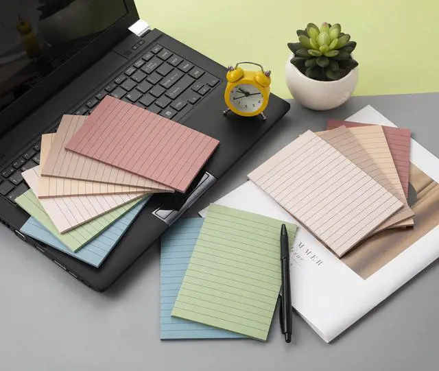 Alt view image 4 of 6 - (12 Pack) Lined Sticky Notes 4x6 in,Large Notepads with Lines,Ruled Stickies Super Sticking Power,Office School Memo Note Pads Vintage Colors,Post on Windows Doors,Recyclable,Easy to Write on