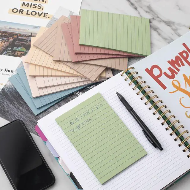 Alt view image 5 of 6 - (12 Pack) Lined Sticky Notes 4x6 in,Large Notepads with Lines,Ruled Stickies Super Sticking Power,Office School Memo Note Pads Vintage Colors,Post on Windows Doors,Recyclable,Easy to Write on