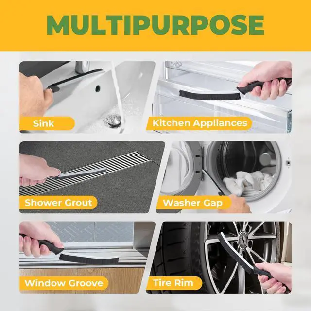 Alt view image 4 of 7 - Cleaning Brush - 3 Pcs Hard Bristle Crevice Cleaning Brush, Grout Brush, Scrub Brush Cleaning Supplies, Gap Cleaning Tools for Bathroom Kitchen Toilet Window Track (3, Black)