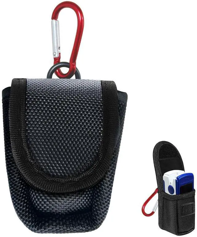Main image of Fingertip Pulse Oximeter Case with Carabiner, Black Nylon Carrying Pouch, Suitable for travel or home(only case)
