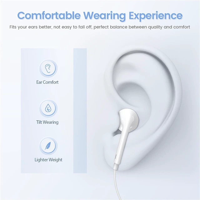 Alt view image 4 of 7 - USB C Headphones for iPhone 16 15,2 Pack Type C Earbuds Wired Earbuds with Microphone & Remote Control Noise Cancelling Earphones Compatible with iPhone 15/16 Pro Max, iPad Pro,S24 S23 Most USB C Jack