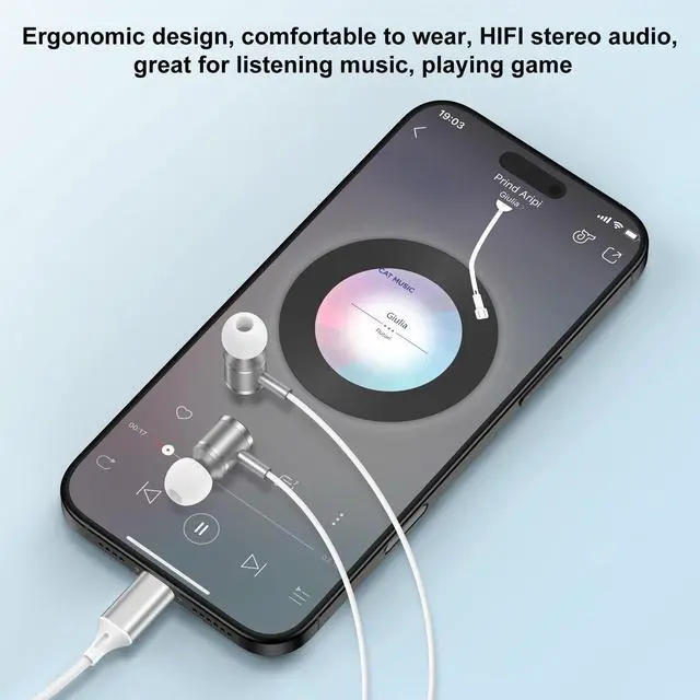 Alt view image 2 of 7 - for iPhone 17e 17 16 15 Pro Max, Headphones Wired Ear Buds Head Phones Pods Earphones Earbuds Earpods USB C Headset for iPhone 17, 17 Pro max, 17 Pro, 17 Air, 16e, 16, 16 Plus, 15, 15 Plus, Samsung