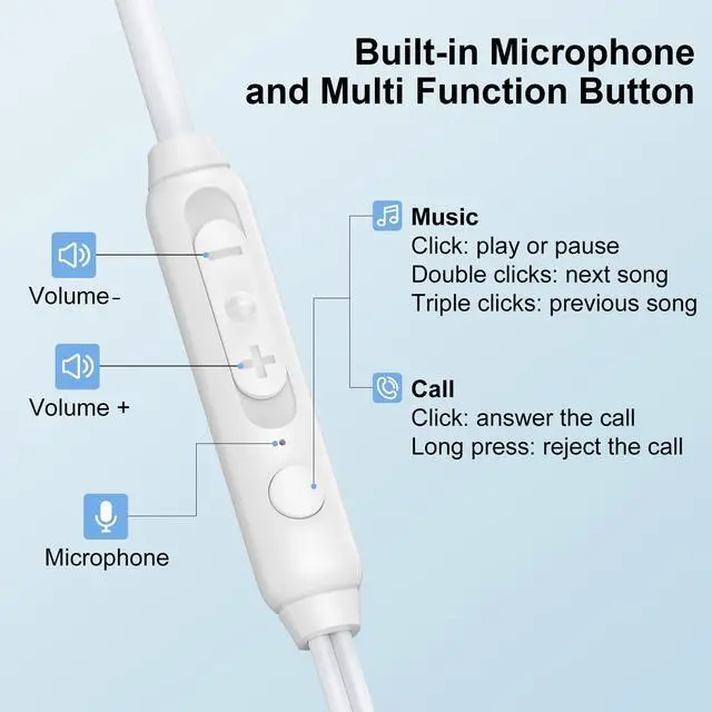 Alt view image 7 of 7 - for iPhone 17e 17 16 15 Pro Max, Headphones Wired Ear Buds Head Phones Pods Earphones Earbuds Earpods USB C Headset for iPhone 17, 17 Pro max, 17 Pro, 17 Air, 16e, 16, 16 Plus, 15, 15 Plus, Samsung