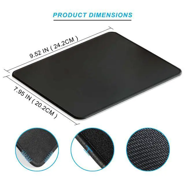Alt view image 2 of 5 - 2 Pack Mouse Pad, Computer Mouse Mat with Anti-Slip Rubber Base, Easy Gliding, Washable & Durable Cloth Surface,Portable, Optimal Size 9.5x7.9 Inch for Office, Laptop, Computer, Black