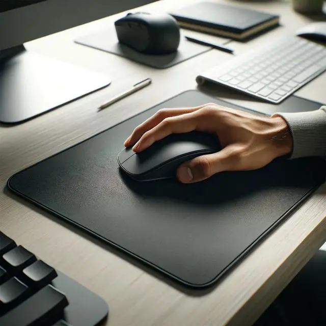 Alt view image 4 of 5 - 2 Pack Mouse Pad, Computer Mouse Mat with Anti-Slip Rubber Base, Easy Gliding, Washable & Durable Cloth Surface,Portable, Optimal Size 9.5x7.9 Inch for Office, Laptop, Computer, Black