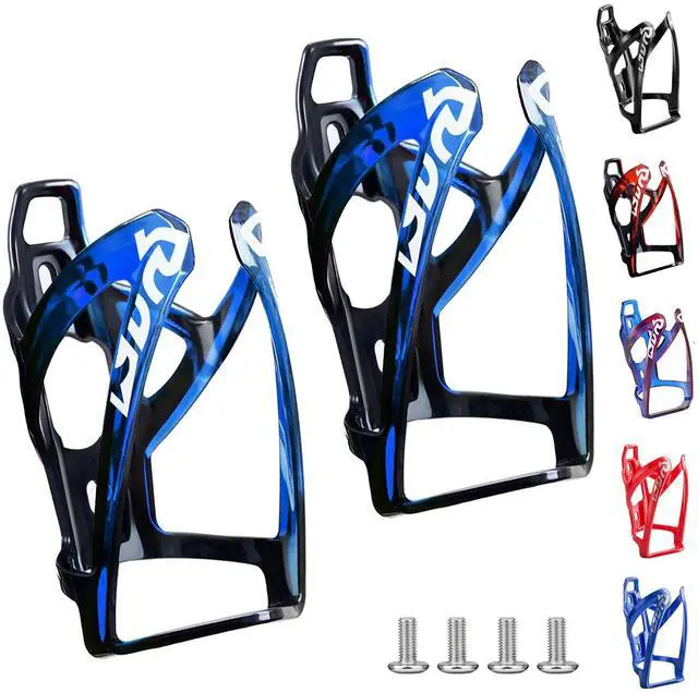 Main image of Bike Water Bottle Cage, Universal Bike Water Drink Holder Durable Ultralight Plastic Water Bottle Holder for Bicycle, Cycling Bottle Cage for MTB, Road Bike, Mountain Bike, 2 Pack - Black Blue