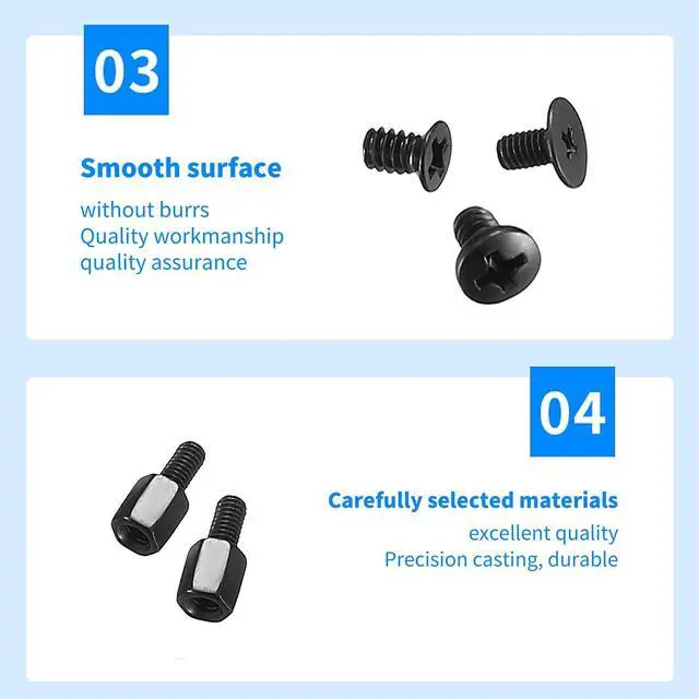Alt view image 4 of 7 - 420pcs Computer Screws, Motherboard Standoffs Kit for Motherboard Laptop Computer Case PC Fan HDD SSD Hard Drive Computer Fan Replacement Screws