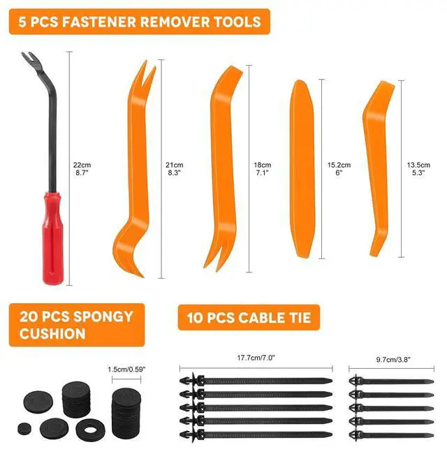 Alt view image 3 of 6 - 135PCS Car Bumper Retainer Clips Kit, Car Body Trim Clips Set with 6 Sizes Car Fastener Rivet Clips, Auto Trim Removal Tools, Cable Ties & Sponge Cushions