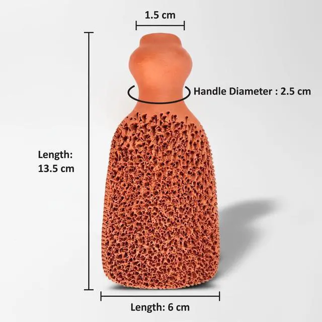 Alt view image 4 of 5 - 100% Natural Terracotta Pumice Stone for Feet - Durable Callus Remover for Cracked Heels & Dead Skin - Dual Sided Foot Scrubber Pedicure Tool for Foot Care, Foot Exfoliator