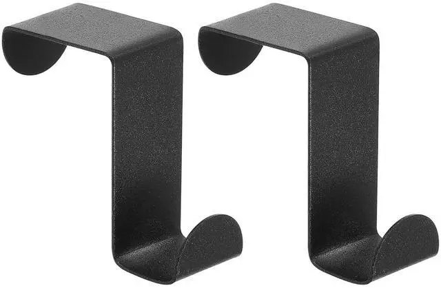 Main image of Over The Door Hooks 2 Pack, Stainless Steel Reversible S-Shaped Double Door Hanger Hooks for Clothes Hats Towels Bags, No Drilling Door Organizer Hooks for Bedroom Bathroom Kitchen (Black)