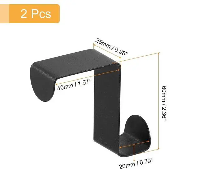 Alt view image 3 of 7 - Over The Door Hooks 2 Pack, Stainless Steel Reversible S-Shaped Double Door Hanger Hooks for Clothes Hats Towels Bags, No Drilling Door Organizer Hooks for Bedroom Bathroom Kitchen (Black)