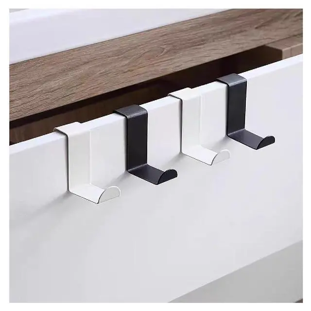Alt view image 6 of 7 - Over The Door Hooks 2 Pack, Stainless Steel Reversible S-Shaped Double Door Hanger Hooks for Clothes Hats Towels Bags, No Drilling Door Organizer Hooks for Bedroom Bathroom Kitchen (Black)