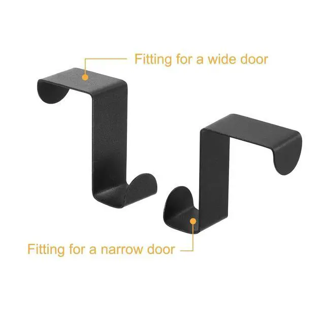 Alt view image 7 of 7 - Over The Door Hooks 2 Pack, Stainless Steel Reversible S-Shaped Double Door Hanger Hooks for Clothes Hats Towels Bags, No Drilling Door Organizer Hooks for Bedroom Bathroom Kitchen (Black)
