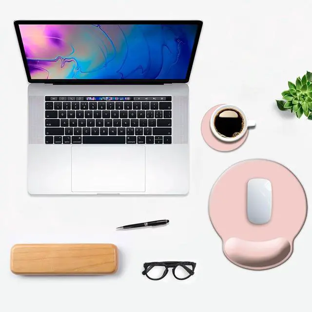 Alt view image 7 of 7 - ErgoComfort Wrist Rest Mouse Pad-Ergonomic Office Mousepad with Wrist Support-Non-Slip,Pink Desk Accessories Mat for Home&Game Decor Cute Pink