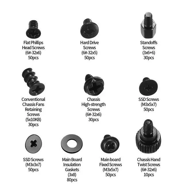 Alt view image 2 of 7 - 430PCS Professional Computer Screws Assortment Kit, Includes Motherboard Standoffs, SSD, HDD, Fan, PC Case, Power Supply Screws Durable & Versatile for DIY PC Builds and Repairs