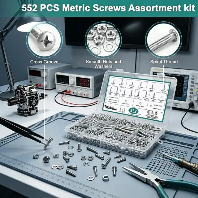 Alt view image 5 of 6 - 552 Pcs Metric Screws Nuts and Bolts Assortment Kit, M3 M4 M5 M6 Set Screws