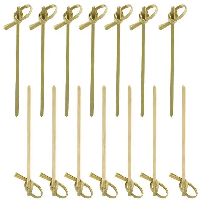 Main image of Bamboo Cocktail Picks With Looped Knot Great for Cocktail Party Barbeque Snacks Club Sandwiches Bamboo Fancy Sticks Hold Food on Stick Together,100Pieces,4 Inches