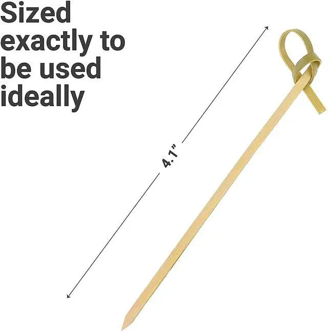 Alt view image 4 of 6 - Bamboo Cocktail Picks With Looped Knot Great for Cocktail Party Barbeque Snacks Club Sandwiches Bamboo Fancy Sticks Hold Food on Stick Together,100Pieces,4 Inches