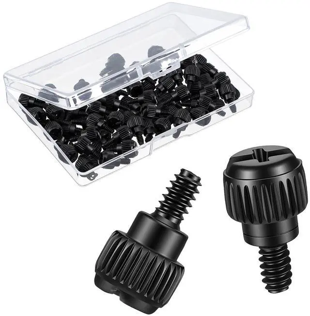 Main image of 30 Pcs PC Case Screws, 6-32 Thread M3.5 Thumb Screw for Computer Case, Hard Drive & PCI Slots, Carbon Steel Black (6mm Length)