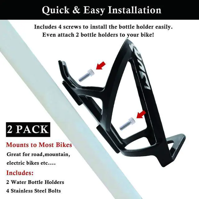 Alt view image 3 of 7 - 2-Pack Bike Water Bottle Cage Bicycle Water Bottle Holder Lightweight & Strong Bicyle Mount for Road & Mountain Bikes with Screws Spanner