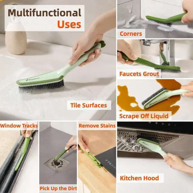 Alt view image 2 of 6 - 3-in-1 Detail Cleaning Brush, Crevice Grout Brush, Green