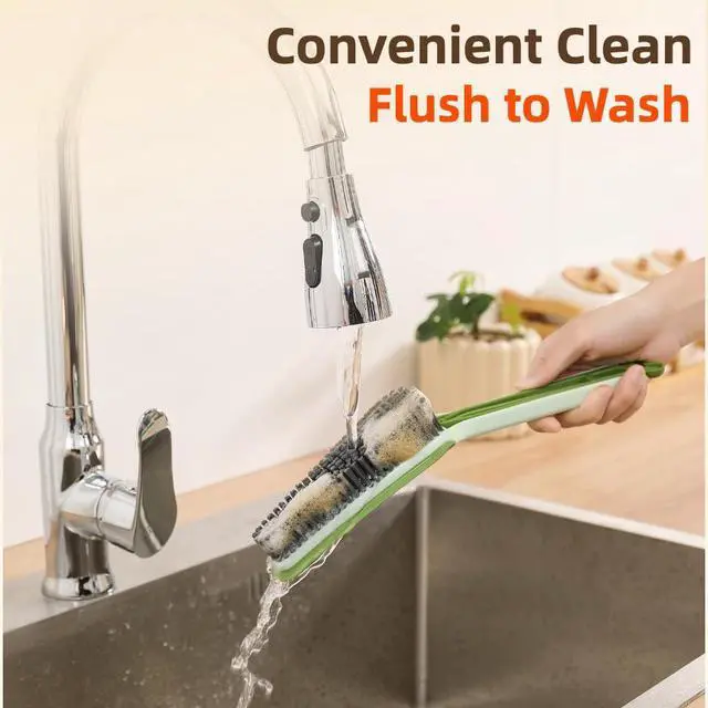 Alt view image 6 of 6 - 3-in-1 Detail Cleaning Brush, Crevice Grout Brush, Green