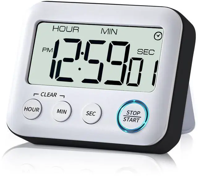 Main image of Digital Kitchen Timer Alarm Clock for Cooking, Large LCD Display Multi-Function, Strong Magnetic with Loud Alarm, Digital Timer for Kids,Teachers,Classroom, Exercise or Work (Black)