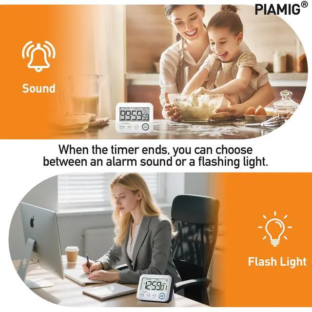 Alt view image 4 of 6 - Digital Kitchen Timer Alarm Clock for Cooking, Large LCD Display Multi-Function, Strong Magnetic with Loud Alarm, Digital Timer for Kids,Teachers,Classroom, Exercise or Work (Black)