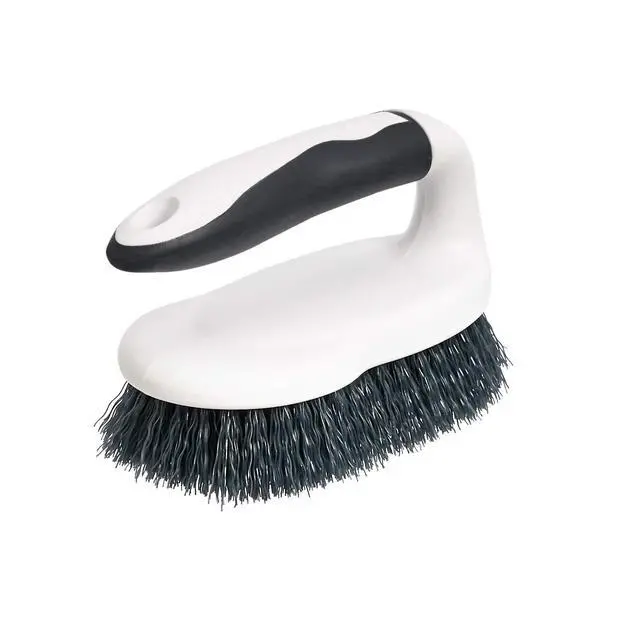 Alt view image 2 of 4 - All Purpose Rectangular Scrub Brush, Hard Bristle, Stiff Bristles, Sturdy, Ergonomic Long Handle, Durable, 2-Pack, White & Black
