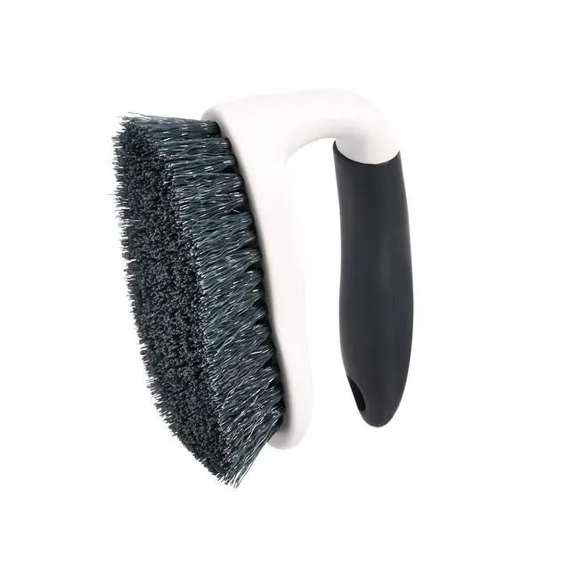 Alt view image 3 of 4 - All Purpose Rectangular Scrub Brush, Hard Bristle, Stiff Bristles, Sturdy, Ergonomic Long Handle, Durable, 2-Pack, White & Black