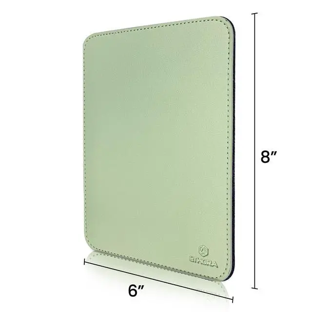 Alt view image 2 of 7 - Faux Leather Mouse Pad 6 x 8 INCH Elegant & Waterproof | Synthetic Leather, Non-Slip Rubber Base, Stitched Edges | Ideal for Laptop, Office, Travel (Light Green)