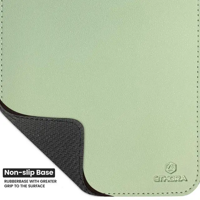 Alt view image 5 of 7 - Faux Leather Mouse Pad 6 x 8 INCH Elegant & Waterproof | Synthetic Leather, Non-Slip Rubber Base, Stitched Edges | Ideal for Laptop, Office, Travel (Light Green)