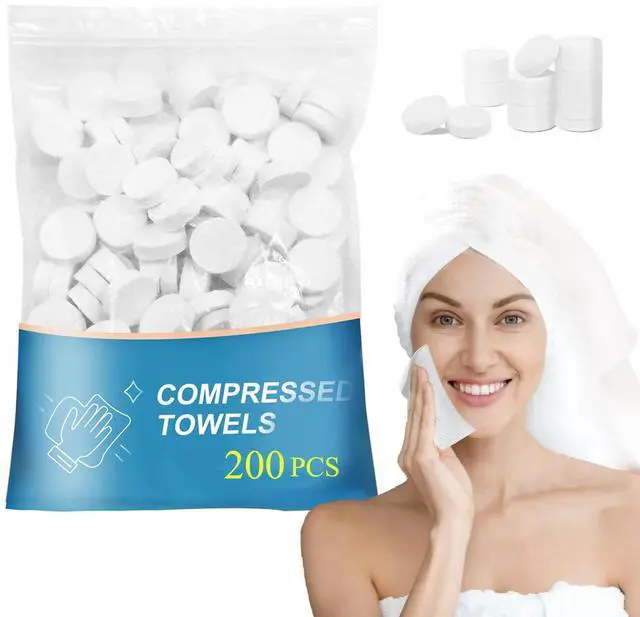 Main image of 200 PCS Compressed Towels Bulk Coin Tissues Portable Mini Disposable Face Compressed Camping Towels for Travel Home Hotel and Outdoor Activities