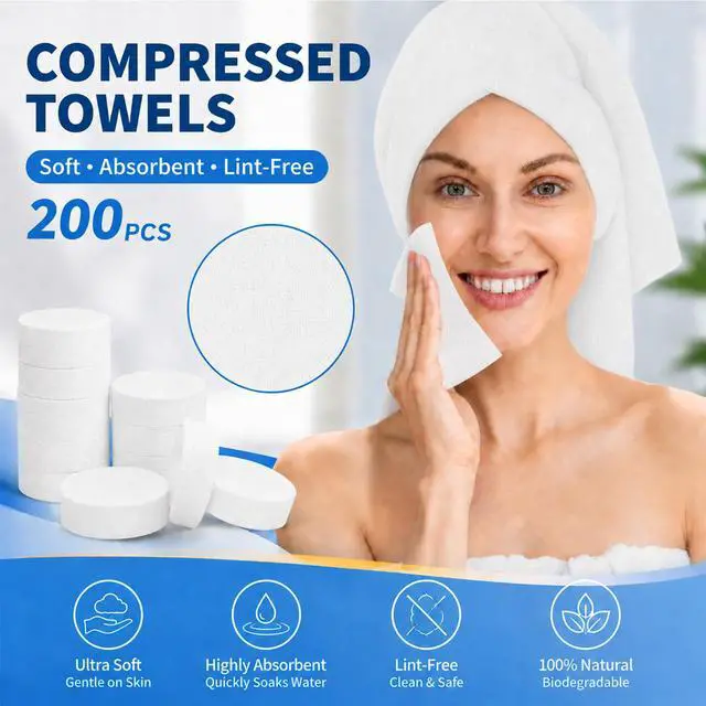 Alt view image 2 of 7 - 200 PCS Compressed Towels Bulk Coin Tissues Portable Mini Disposable Face Compressed Camping Towels for Travel Home Hotel and Outdoor Activities