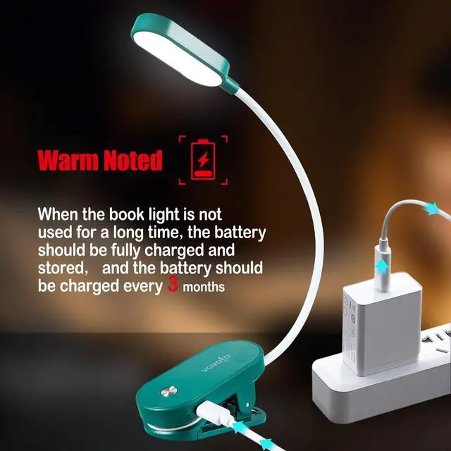 Alt view image 6 of 6 - Rechargeable Book Light, 14 LEDs Eye Care Clip On Amber Reading Light for Bookworms Reading in Bed with 9 Colors 9 Brightness (Dark Green)