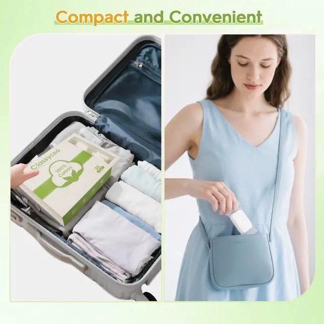 Alt view image 3 of 7 - Compressed Towel- Pure Cotton Disposable Face Towel, Mini Ultra-Soft Coin Portable Tissue Cleansing Camping Tablet for Travel, Hiking, Beauty, Sport, Hand Cloths, Outdoor,Green