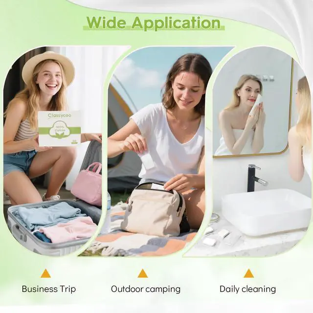 Alt view image 6 of 7 - Compressed Towel- Pure Cotton Disposable Face Towel, Mini Ultra-Soft Coin Portable Tissue Cleansing Camping Tablet for Travel, Hiking, Beauty, Sport, Hand Cloths, Outdoor,Green